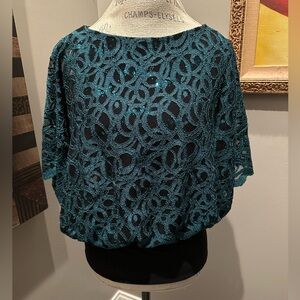 NWT Vintage Joseph Ribkoff Teal Lace Formal Top